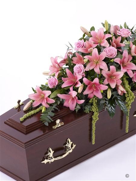 Lily and Rose Casket Spray   Pink