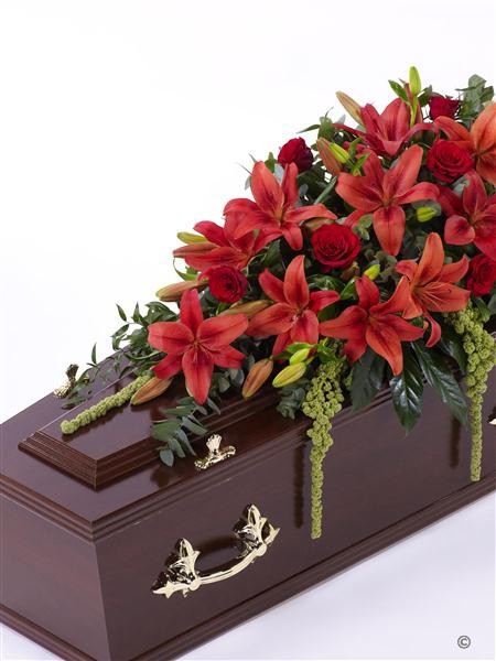 Lily and Rose Casket Spray   Red