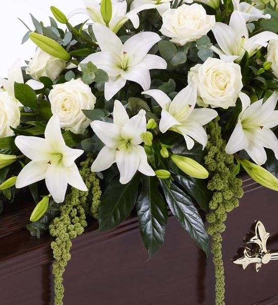 Lily and Rose Casket Spray   White