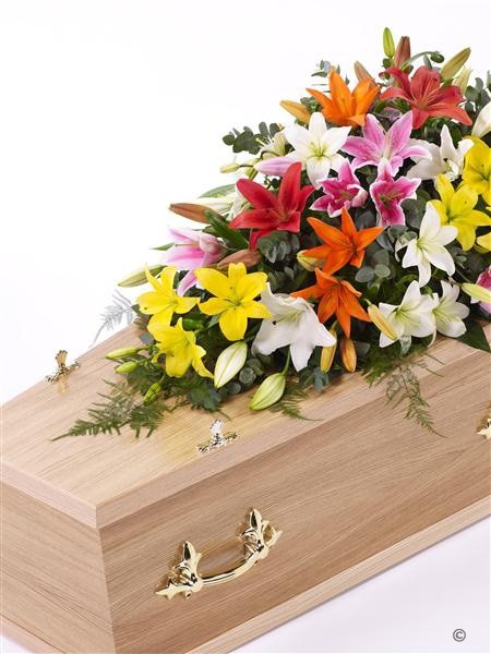 Lily Casket Spray   Mixed Colours