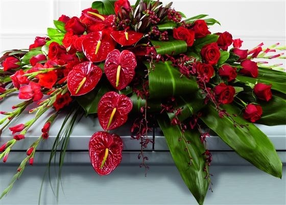 Rose, Orchid and Anthurium Casket Spray