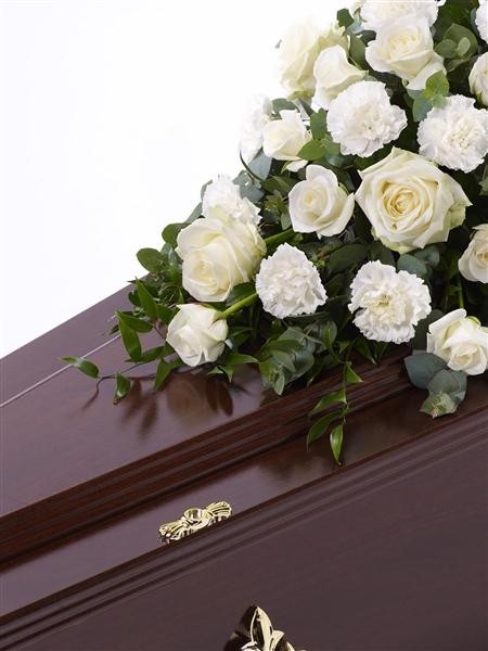 Rose and Carnation Casket Spray   White