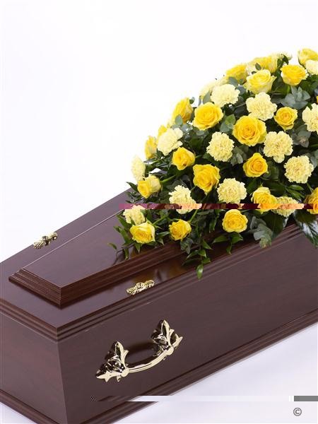 Rose and Carnation Casket Spray   Yellow