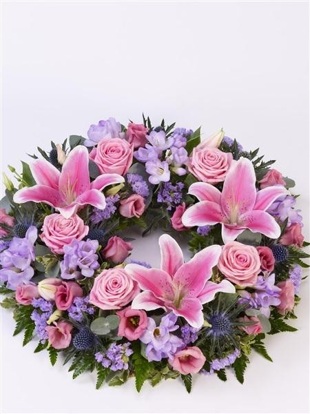 Rose and Lily Pink & Lilac Wreath