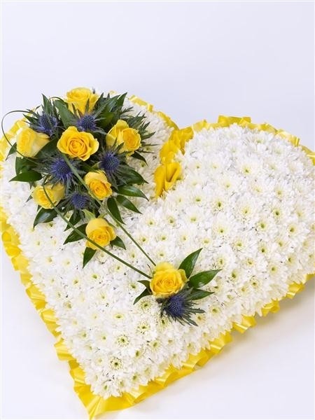 Classic White Heart with Yellow Roses