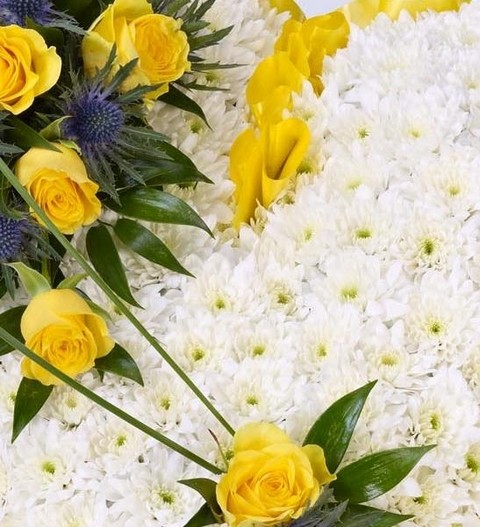 Classic White Heart with Yellow Roses