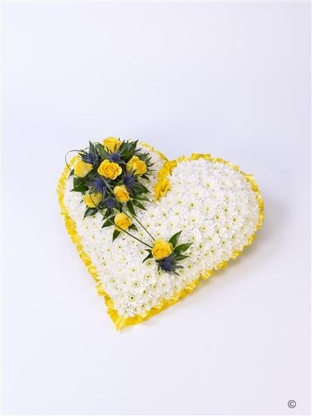 Classic White Heart with Yellow Roses