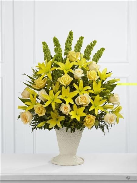 Extra Large Yellow Lily and Rose Service Arrangement