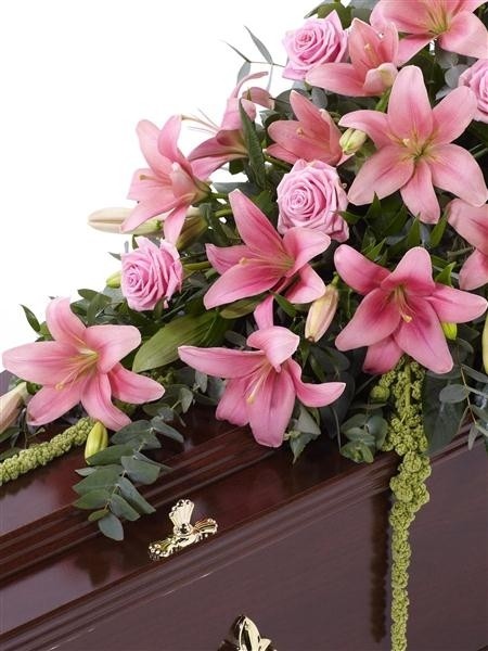 Lily and Rose Casket Spray   Pink