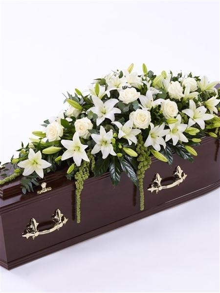 Lily and Rose Casket Spray   White