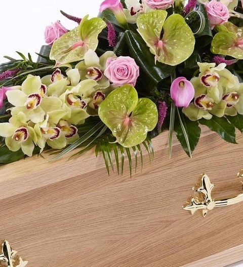 Rose, Orchid and Calla Lily Casket Spray