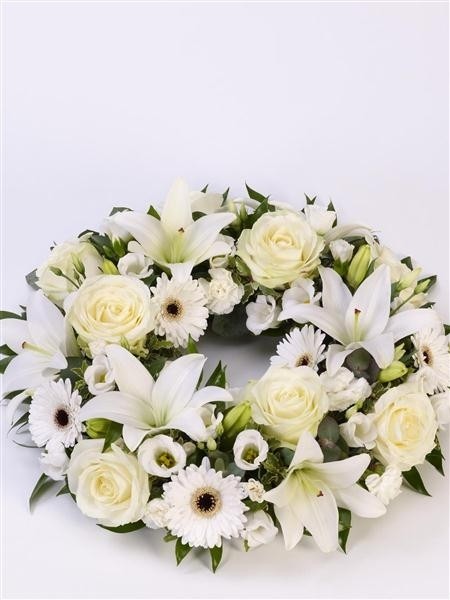 Rose & Lily White Wreath