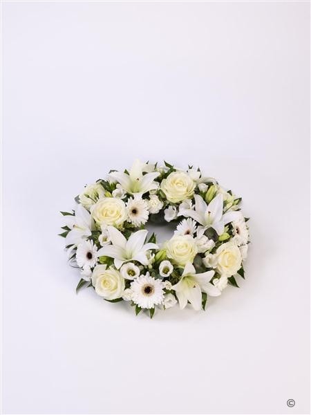 Rose & Lily White Wreath