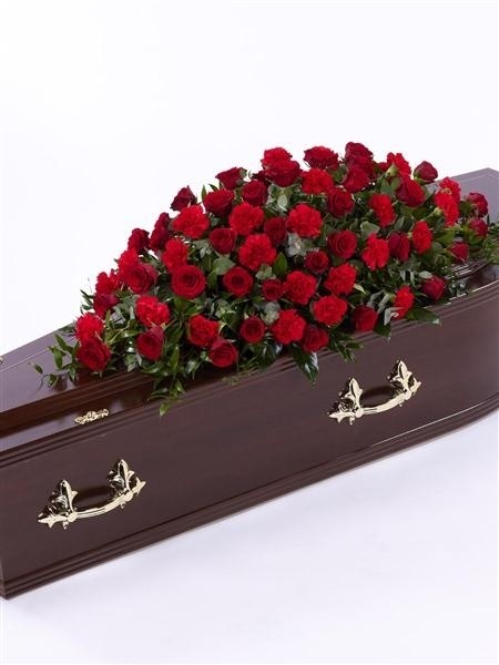 Rose and Carnation Casket Spray   Red