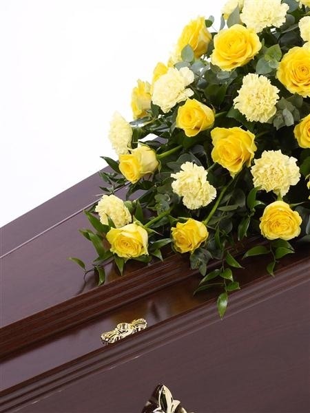 Rose and Carnation Casket Spray   Yellow