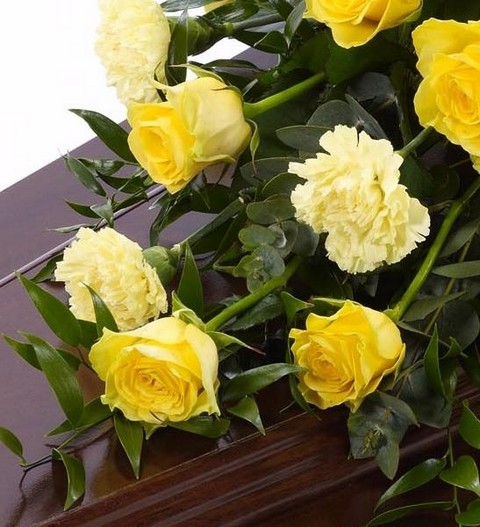 Rose and Carnation Casket Spray   Yellow