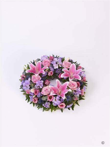 Rose and Lily Pink & Lilac Wreath